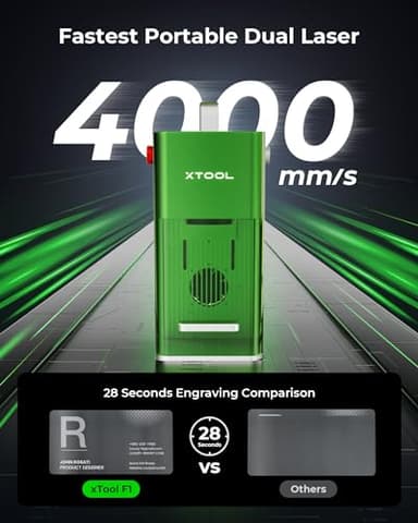 xTool F1 2-in-1 Dual Laser and Infrared Engraver with Slide Extension, Rotary Extension and Smoke Purifier, Lightning Speed Portable Fiber Laser Engraver for Metal Wood - Image 2