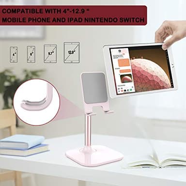 Doboli Cell Phone Stand, Phone Stand for Desk, Phone Holder Stand Compatible with iPhone and All Mobile Phones Tablet, Gifts for Adults Women Men Mom Wife, Pink - Image 2