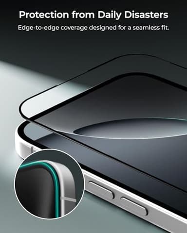 iOttie Terra iPhone 16 Tempered Glass Screen Protector Military Grade 9H Hardness Shatterproof Scratch Resistant, Edge to Edge Protection Easy Bubble Free Install, 2 Pack - Image 3