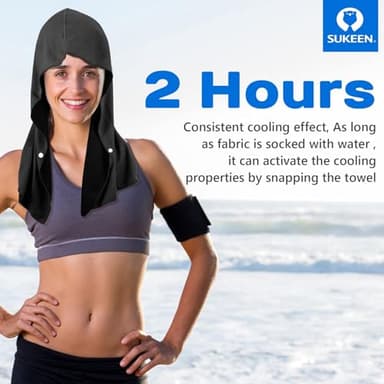 Sukeen Cooling Hoodie Towel, Absorbent Quick-Drying Cooling Towels for Neck and Face, UV Sun Protection Cooling Neck Wraps Sport Head Cooling Towel Hot Weather - Image 7