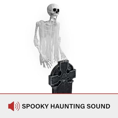 Haunted Hill Farm Motion Activated Floating Skeleton Ghost Over Tombstone by Tekky, Battery Operated Halloween Animatronic for Indoor or Covered Outdoor Creepy Halloween Decorations, Halloween Props - Image 4