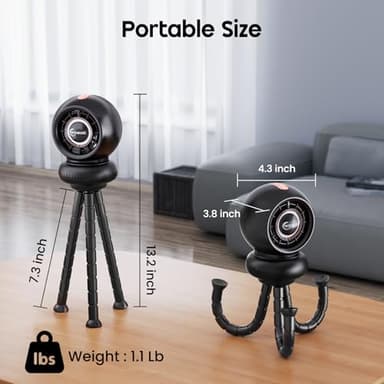 WITHOUSE Stroller Fan, Battery Operated Baby Stroller Fans, 8000mAh Rechargeable Fans, 75° Auto Oscillation Portable Fan, 5-12H Runtime, 4 Speeds Wind, Detachable Base & LED Display - Image 5