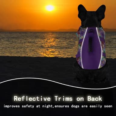 Mklhgty Hawaiian Dog Life Jacket - Adjustable Ripstop Vest with Rescue Handle for Swimming Boating, High-Flotation Safety Device for Small Medium Large Dogs (Floral Purple,S) - Image 4