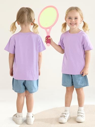 Poroka Baby and Toddler Girls Short Sleeve T-Shirts Cotton Crewneck Shirts Basic Solid Tees Summer Casual Tops, Multipack - Image 4