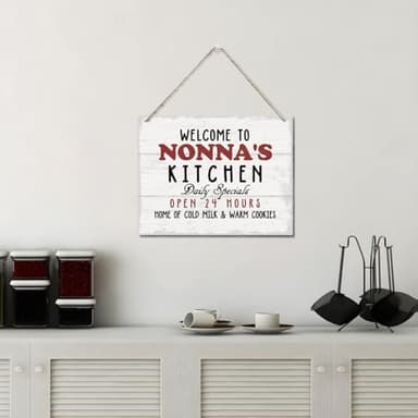 Welcome to Nonna's Kitchen Sign, Decorative Hanging Wood Plaque for Wall, Farmhouse Home Decor, Wall Decor Art, Warm Home Decor, Kitchen Door Hanger, Mother's Day Gift for Mom Grandma, JS4-40 - Image 5