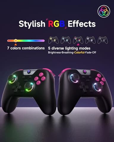 EasySMX X05 2.4g Wireless Gaming Controller for PC/Steam/iPhone/Android/Switch - Bluetooth Controller Gamepad with Hall Effect, RGB Lights and Turbo, Anti-Drift Controller - Image 3