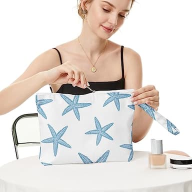 Fokongna Wet Bag, Travel Wet Dry Bag Water Proof Beach Bags for Swimsuit Beach Pool Diapers Dirty Yoga Gym Clothes Zipper Pouch, for Women Sister Friends Ocean Sea Shells Makeup Bag - Image 3