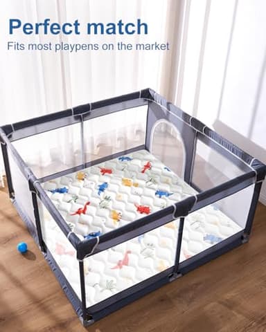 Odorless Premium Foam Baby Play Mat 50" x 50", Soft Microfiber Fabric Crawling Mat for Floor- Comfortable and Hypoallergenic, Non-Slip Cushioned Floor Playpen mat for Infants,Babies,Toddlers - Image 8