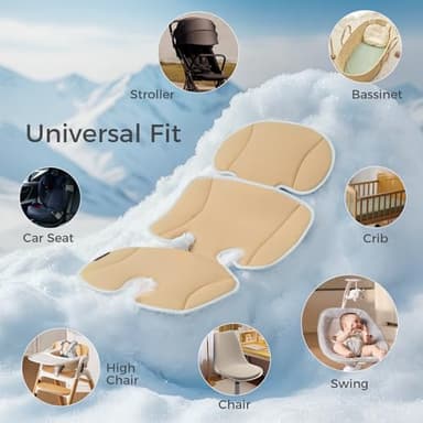 Momcozy Breathable Stroller Seat Liner | Universal Adjustable Soft Pad | Soft & Dry Comfort | Detachable 2-Piece Feel Cooling-Touch Cushion | Fits Strollers, High Chair, Bassinet, Swing - Image 6