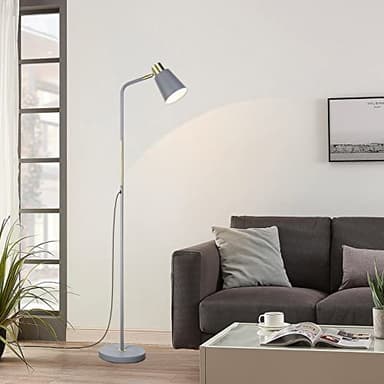 Floor Lamp, Industrial Floor Lamps for Living Rooms Rustic Farmhouse Reading Standing Floor Lamp Adjustable Metal Heads Indoor Task Lighting for Living Room Bedroom Office Home Décor (Grey) - Image 8