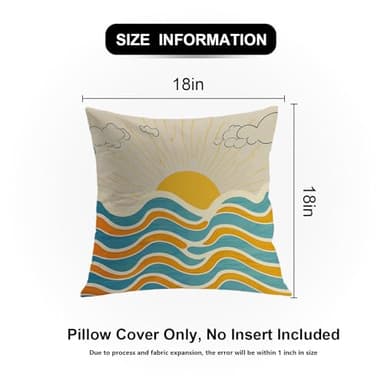 Shrahala Summer Beach Covers 18X18, Sun Lake Sunrise Waves Clouds Sky Retro Couch Pillow Cover, Blended Double-Sided No Inserts for Bedroom Living Room Set of 2 - Image 5