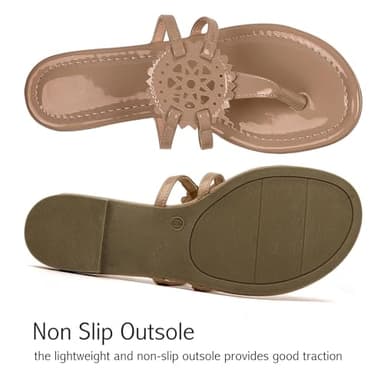 katliu Women's Flat Sandals Flip Flop Sandals Comfortable Dressy Thong Sandals Almond 10 - Image 6