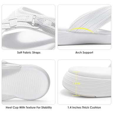 DREAM PAIRS Women's Arch Support Flip Flops Comfortable Thong Sandals,Size 8.5,White,Breeze-1 - Image 3