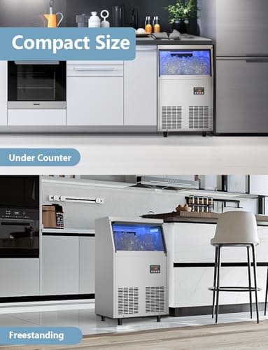 Coolski Commercial Ice Maker Machine 100Lbs/24H, Under Counter Ice Machine with 34lbs Ice Storage Bin, Stainless Steel Freestanding Ice Maker for Restaurant, Bars, Home and Offices - Image 7