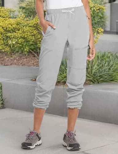 baleaf Women's Hiking Pants Quick Dry Water Resistant Lightweight Joggers Pant for All Seasons Elastic Waist Glacier Gray Size M - Image 8