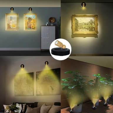 HAMVIDNE LED Spotlight, Battery Powered Spot Lights with Remote, Tree Up Lights Indoor, Dimmable Plants Spotlights, Picture Light for Wall Art Display Dartboard Painting Artwork Accent-2Pack - Image 6