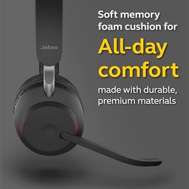 Jabra Evolve2 65 MS Wireless Headset with Link380c, Mono, Black – Wireless Bluetooth Headset for Calls and Music, 37 Hours of Battery Life, Passive Noise Cancelling Headphones - Image 5