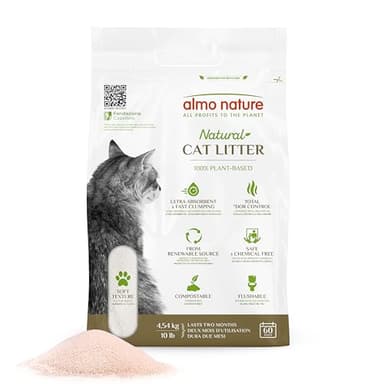 Almo Nature Soft Texture Cat Litter 10 lbs - Plant-Based, Clumping, Biodegradable, Non-Toxic, Compostable, Eco-Friendly, Odor Control, Low Dust, Safe for Cats & Kittens - Image 1