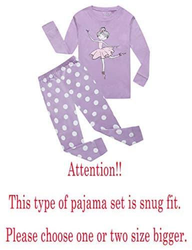 Family Feeling Little Girls Long Sleeve Ballet Ballerina Pajamas Sets Cotton Pyjamas Toddler Kids Pjs Size 5 Purple - Image 2