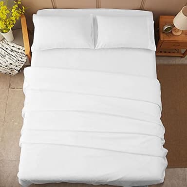 SONORO KATE Bed Sheet Set Super Soft Microfiber 1800 Thread Count Luxury Egyptian Sheets 16-Inch Deep Pocket Wrinkle and Hypoallergenic-4 Piece(Queen White) - Image 8