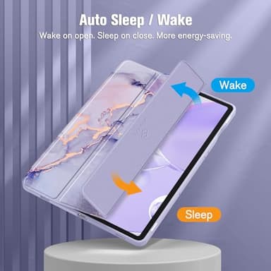Fintie Hybrid Slim Case for Samsung Galaxy Tab S10 Lite/ S10 FE/ S9 FE 10.9 Inch/Tab S9 11 Inch with S Pen Holder, Shockproof Cover with Clear Transparent Back Shell, Auto Wake/Sleep, Lilac Marble - Image 5