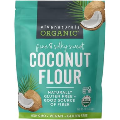 Viva Naturals Organic Coconut Flour, 4 lbs (1.81 kg) – Gluten Free Flour for Keto, Paleo & Vegan Baking, Good Source of Fiber, Low Fat, Non-GMO, Unbleached & Unrefined - Image 1