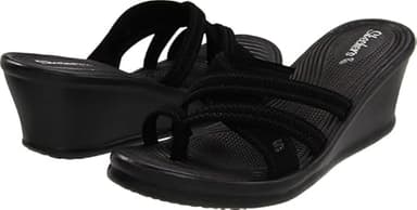 Skechers Cali Women's Rumblers-Beautiful People Wedge Sandal,Black,9 M US - Image 4