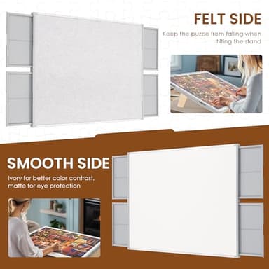 ropoda 1500 Pieces 35"x26" Double-Sided Rotating Plastic Puzzle Board with Drawers and Cover, Portable Jigsaw Puzzle Board,Tilting Puzzle Board,Lazy Susan Spinning Puzzle Boards,Puzzle Table(Grey) - Image 2