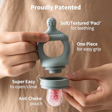 SAMiGO Baby Food Fruit Feeder and Breastmilk Popsicle Mold Set, Silicone Fruit Teether, Food Feeder Pacifier for Teething Relief, Freezer Tray, Baby Feeding Essentials, 4 Months+ - Image 3