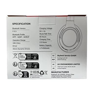 BERIBES Bluetooth Headphones Over Ear, 65H Playtime and 6 EQ Music Modes Wireless Headphones with Microphone, HiFi Stereo Foldable Lightweight Headset, Deep Bass for Home Office Cellphone PC Ect. - Image 8