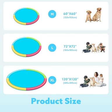 SLOOSH 72" Non-Slip Splash Pad Sprinkler - Outdoor Water Play Toys Backyard Fountain Mat for Toddlers Kids Dogs, Thickened Sprinkler Outside Pool Party Durable for Girls Boys Pets (72in, Multicolor) - Image 6