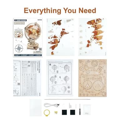 ROKR 3D Wooden Puzzles for Adults Illuminated Globe with Stand 180pcs 3D Puzzles Built-in LED Model Kit Hobby Gifts for Adults Home Decor - Image 6