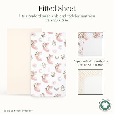 Evolur Rain Boho Light 2 Pack Crib Sheet, Fitted Crib Sheet for Standard Crib and Toddler Mattress, Soft and Breathable Crib Mattress Sheet - Image 3