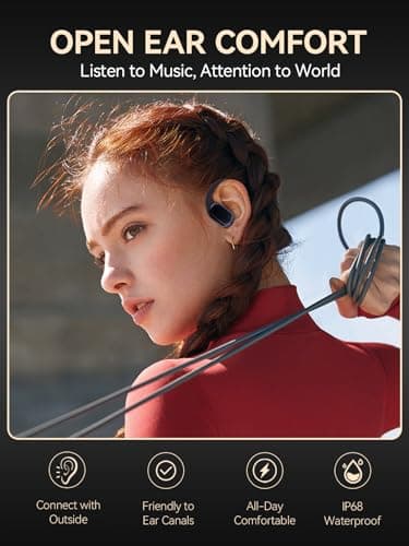DEMICEA True Wireless Bone Conduction Headphones, OWS Open Ear Earphones with Earhooks, Bluetooth 5.3, Up to 60H Playtime with Case, IP68, AAC/SBC, for Cycling Yoga Workouts - Image 3