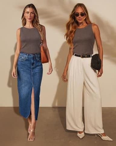 Arach&Cloz 2025 Womens Wool Blend Tank Tops Summer Fall Sleeveless Vest Crew Neck Soft Sweater Cute Fashion Dressy Business Casual Outfits Knit Trendy Work Teacher Clothes Coffee M - Image 5