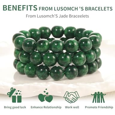 Lusomch Jade Bracelet Healing Bracelets for Women Bracelet Men Feng Shui Bracelet Jade Jewelry with Jade Beads 13.5mm - Image 4
