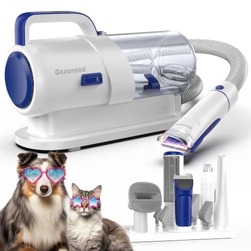 geoorood Dog Grooming Vacuum Kit, 5 in 1 Pet Hair Grooming Tools 13000Pa 2.2L Dust Cup with Clippers for Dogs Cats Shedding Brush Remover at Home Bule - Image 1