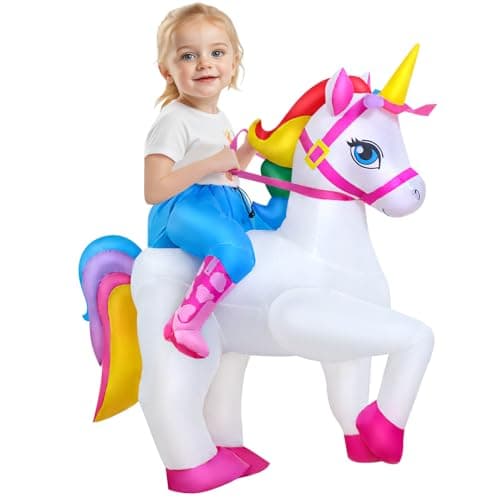 KOOY Inflatable Unicorn Costume Kid Blow up Unicorn Costume Kid Funny Halloween Inflatable Costumes For Kids - Image 1