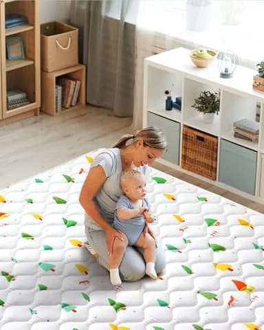 Odorless Premium Foam Baby Play Mat 50" x 50", Soft Microfiber Fabric Crawling Mat for Floor- Comfortable and Hypoallergenic, Non-Slip Cushioned Floor Playpen mat for Infants,Babies,Toddlers - Image 7