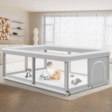 Large Baby Playpen for Babies and Toddlers, Playpen 74×50, Large Baby Play Yards Indoor & Outdoor, Sturdy Safety Baby Play Pen with Soft Breathable Mesh, Toddlers Activity Center with Anti-Slip Base - Image 1