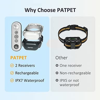 PATPET Shock Collar for Dogs(10-120lbs), 4000ft Rechargeable IPX7 Waterproof Training Collar with Remote for 2 Dogs- Electric Dog Collar for Small Medium Large Dogs 2 Packs - Image 5