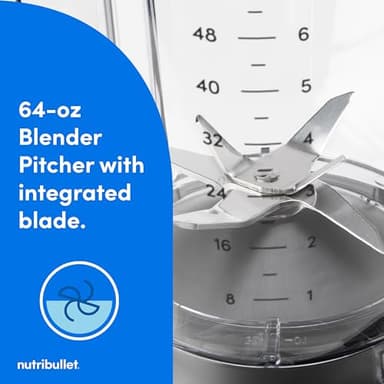 nutribullet® SmartSense Blender Combo, 1400W, 64oz Pitcher, 32oz & 24oz Cups, 5-Speed, Smoothies, Ice and Frozen Fruit, Nut Milk, Soup, Gunmetal Gray, NBF50700 - Image 7