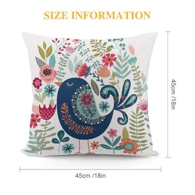 Catoon Spring Bird Luxury Velvet Pillow Cover 18x18 Inch Decorative Cushion Cases with Unique Bright Prints - Soft Comfortable & Hypoallergenic - Perfect for Sofa Bed and Home Decor - Image 2