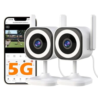 GUOANVISION 5G Outdoor/Indoor Security Camera,3MP Baby Monitor Cameras for Bedroom/Elder/Dog/Pet Camera,IP66 Waterproof,Night Vision, Motion Detection, Alarm Siren, Two-Way Talk, SD/Cloud -2Pack - Image 1
