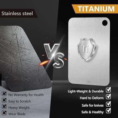 Titanium Cutting Board for Kitchen, 100% Pure Titanium Cutting Boards, Double Sided Food Grade Metal Cutting Board for Meat Fruits and Vegetables, Easy to Clean & Store (L, 14.2"L x 9.8"W) - Image 2