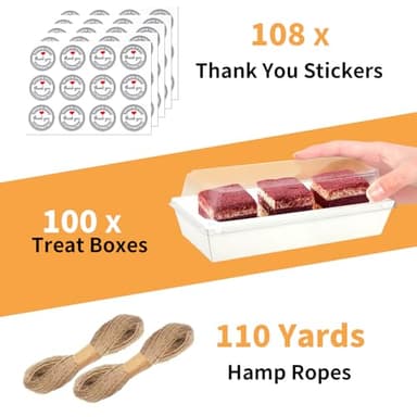 PFAMKEER 100 Pack Small Charcuterie Boxes with Clear Lids,White Mini Charcuterie Box, Disposable Food Containers, 7 * 3 * 2.5Inch Dessert Boxes for Sandwich (White, 7 * 3 * 2.5inch/100pcs) - Image 3