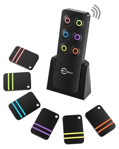 Esky Key Finder Locator with Sound, Stick-on TV Remote Control Finder, Item Locator Tags with 85dB Noise Sound 6 Receivers, Wallet Tracker Key Finders for Finding Keys, Remote Gift Idea - Image 1