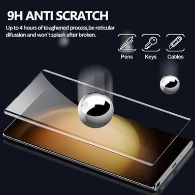 3 Pack HD Clear Tempered Glass Screen Protector for Samsung Galaxy S23 Ultra 5G, Fingerprint Unlock, 3D Curved, Scratch Resistant, Bubble-Free - Image 5