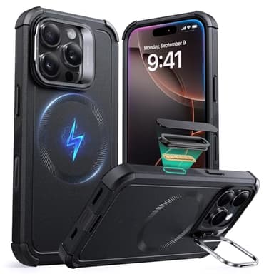 ESR for iPhone 16 Pro Max Case with Stash Stand, Camera Control, 23FT Military-Grade Shock-Absorbing Drop Protection, Compatible with MagSafe Accessories, Magnetic Cyber Series, Black - Image 1