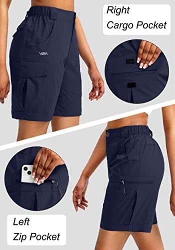 Viodia Women's 7" Hiking Cargo Shorts with Pockets Quick Dry Lightweight Shorts for Women Golf Casual Summer Shorts Navy - Image 4